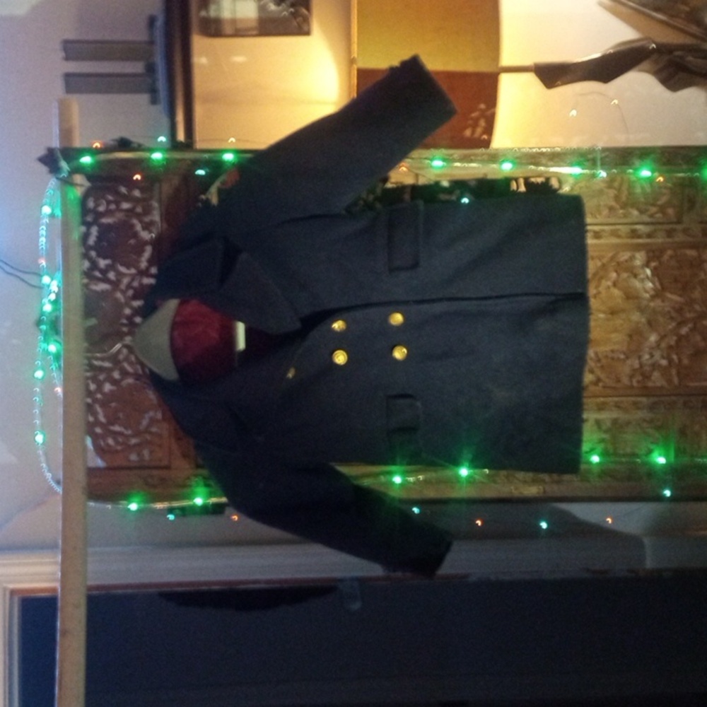 Childs Navy pea coat, needs a good dry cleaning, lining is worn, small hole